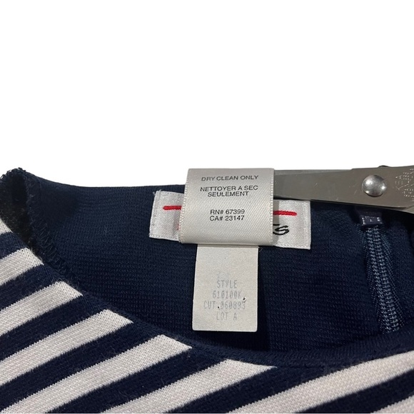 Talbots USA Made Navy White Stripe Top Navy Bottom Jersey Knit Dress Sz 8 Yacht - Picture 10 of 10